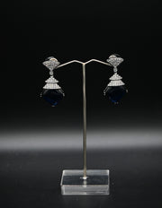 Art Deco-Inspired Sapphire and Cubic Zirconia Drop Earrings