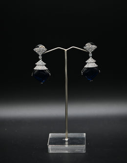Art Deco-Inspired Sapphire and Cubic Zirconia Drop Earrings