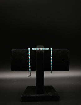 Blue Topaz & Diamond Sterling Silver Tennis Bracelet Set