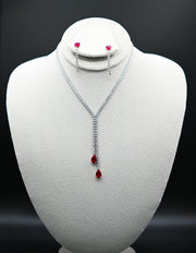 Crimson Cascade Y-Necklace Set