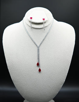 Crimson Cascade Y-Necklace Set