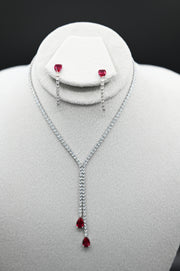 Crimson Cascade Y-Necklace Set