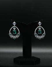Elegant Emerald and Floral Wreath Drop Earrings