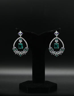 Elegant Emerald and Floral Wreath Drop Earrings
