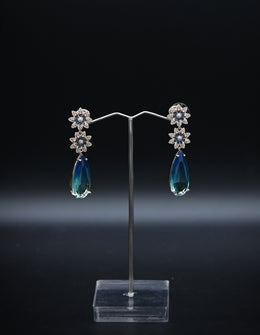 Elegant Floral Cluster and Ombré Teardrop Earrings