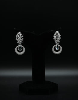 Elegant Cubic Zirconia Cluster and Hoop Drop Earrings