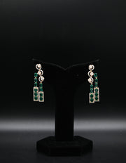 Elegant Emerald and Diamond-Look Dangle Earrings