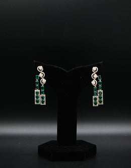 Elegant Emerald and Diamond-Look Dangle Earrings
