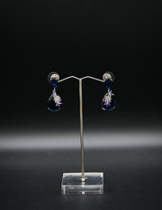 Elegant Sapphire and Cubic Zirconia Teardrop Earrings