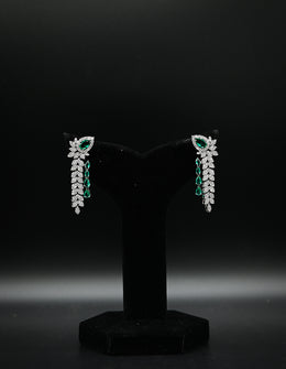 Emerald & Diamond Leaf Cascade Earrings