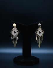 Gold & Pavé Diamond Kite Dangle Earrings