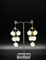 Golden Crescent Pearl Drop Earrings