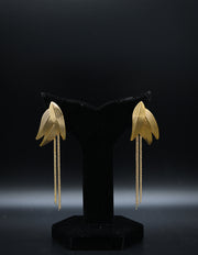 Golden Feather Fringe Earrings