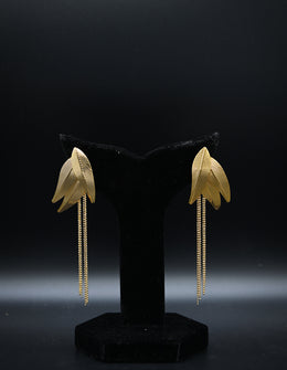 Golden Feather Fringe Earrings