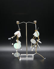 Lunar Bloom & Pearl Kinetic Earrings