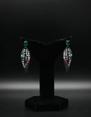 Multi-Colored Pavé and Emerald Cut Drop Earrings