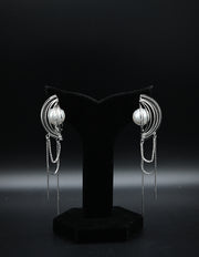 Orbital Pearl & Chain Dangle Earrings