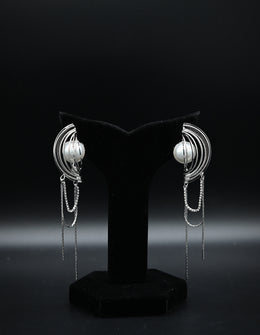 Orbital Pearl & Chain Dangle Earrings
