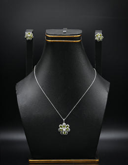 Peridot & Zirconia Sterling Silver Floral Set
