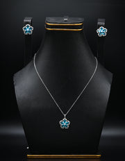 Pink Sapphire & Zirconia Sterling Silver Blossom Set