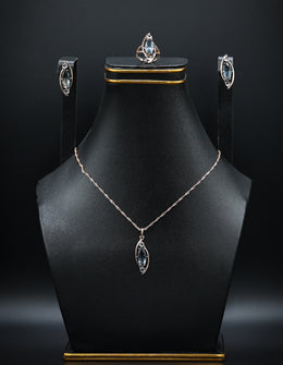Rose Gold & Blue Topaz Marquise Jewelry Set