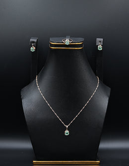 Rose Gold & Mint Quartz Solitaire Jewelry Set