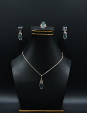 Rose Gold & Moss Agate Teardrop Jewelry Set