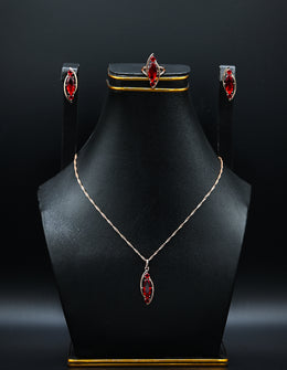 Rose Gold & Ruby Marquise Jewelry Set