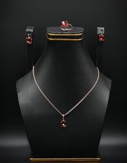 Rose Gold & Ruby Solitaire Jewelry Set
