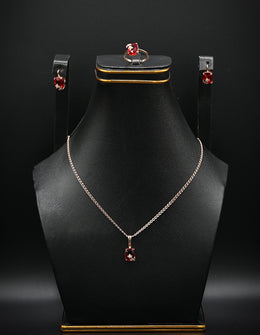 Rose Gold & Ruby Solitaire Jewelry Set