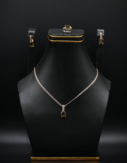 Rose Gold & Smoky Quartz Solitaire Jewelry Set
