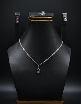 Rose Gold & White Topaz Solitaire Jewelry Set