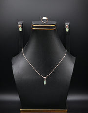 Rose Gold Bar Pendant Jewelry Set with Earrings and Ring