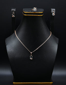 Rose Gold & Champagne Quartz Solitaire Jewelry Set