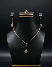 Rose Gold Geometric Olive Stone Jewelry Set