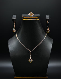 Rose Gold Geometric Olive Stone Jewelry Set