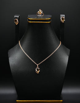 Rose Gold & Smoky Quartz Floral Jewelry Set