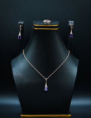 Rose Gold and Amethyst Teardrop Jewelry Set