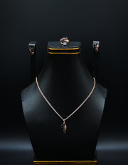 Rose Gold and Black Gemstone Floral Swirl Jewelry Set