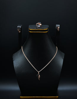 Rose Gold and Black Gemstone Floral Swirl Jewelry Set