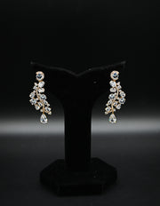 Rose Gold and Cubic Zirconia Floral Cluster Drop Earrings