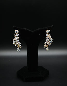 Rose Gold and Cubic Zirconia Floral Cluster Drop Earrings