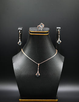 Rose Gold and Marquise-Cut Grey Stone Jewelry Set