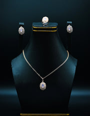 Rose Gold and Pink & White Floral Jewelry Set