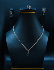 Rose Gold and Square-Cut Sapphire Blue Jewelry Set