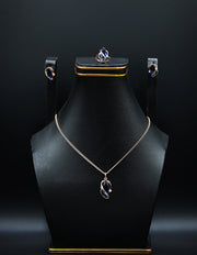 Rose Gold and Swirling Sapphire Blue Jewelry Set