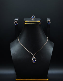 Rose Gold and Swirling Sapphire Blue Jewelry Set