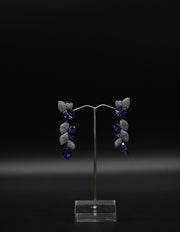 Royal Purple and Pavé Leaf Cluster Drop Earrings
