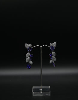 Royal Purple and Pavé Leaf Cluster Drop Earrings