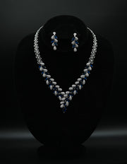 Ruby & Zirconia Marquise V-Shaped Necklace Set